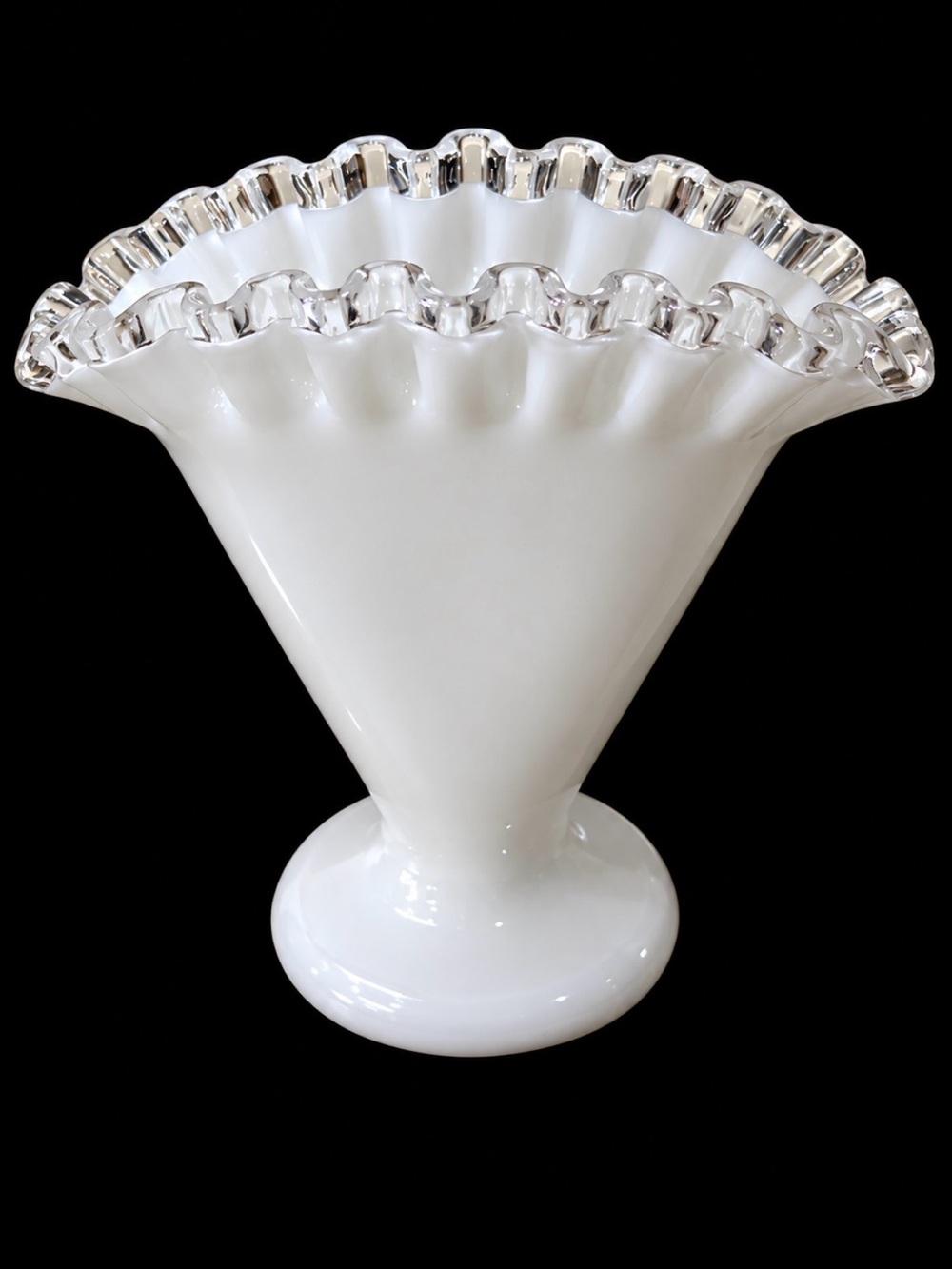 Vintage Fenton Silver Crest Mini Fan Vase